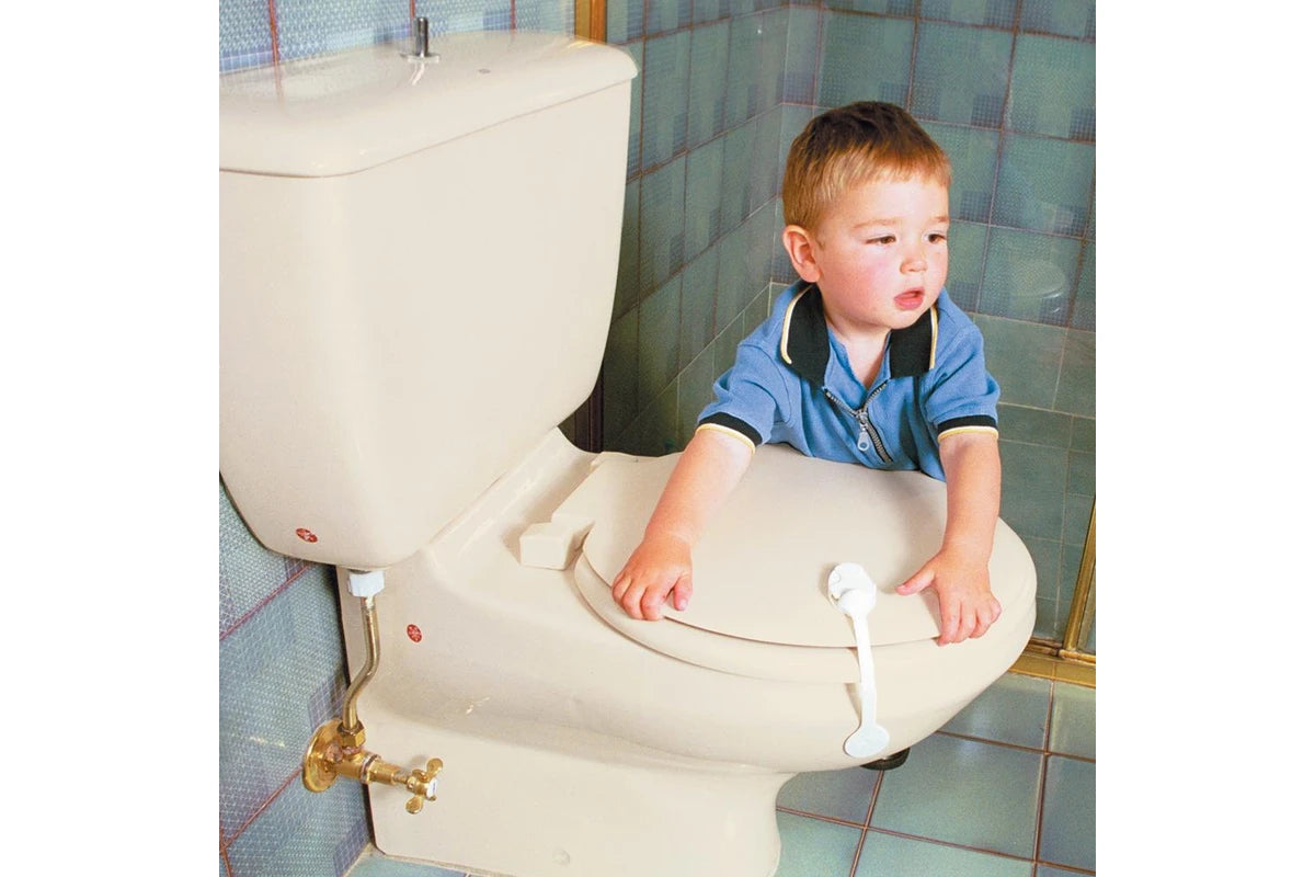 2x Dreambaby Bathroom Safety Baby/Toddler/Child Toilet Latch/Lock (White Adhesive)