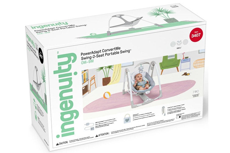 Ingenuity Power Adapt Convert Me Swing 2 Seat - Swell