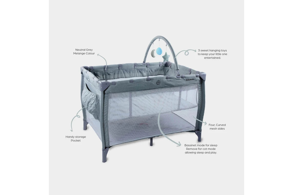 Baby Studio 3 in 1 Portacot Grey