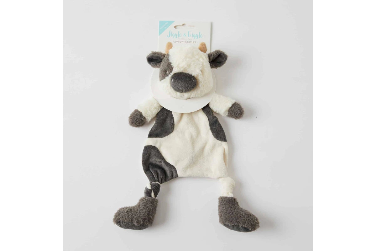 Jiggle & Giggle 30cm Bertie Cow Comforter w Soft Plush Baby 0m+ (Charcoal White)