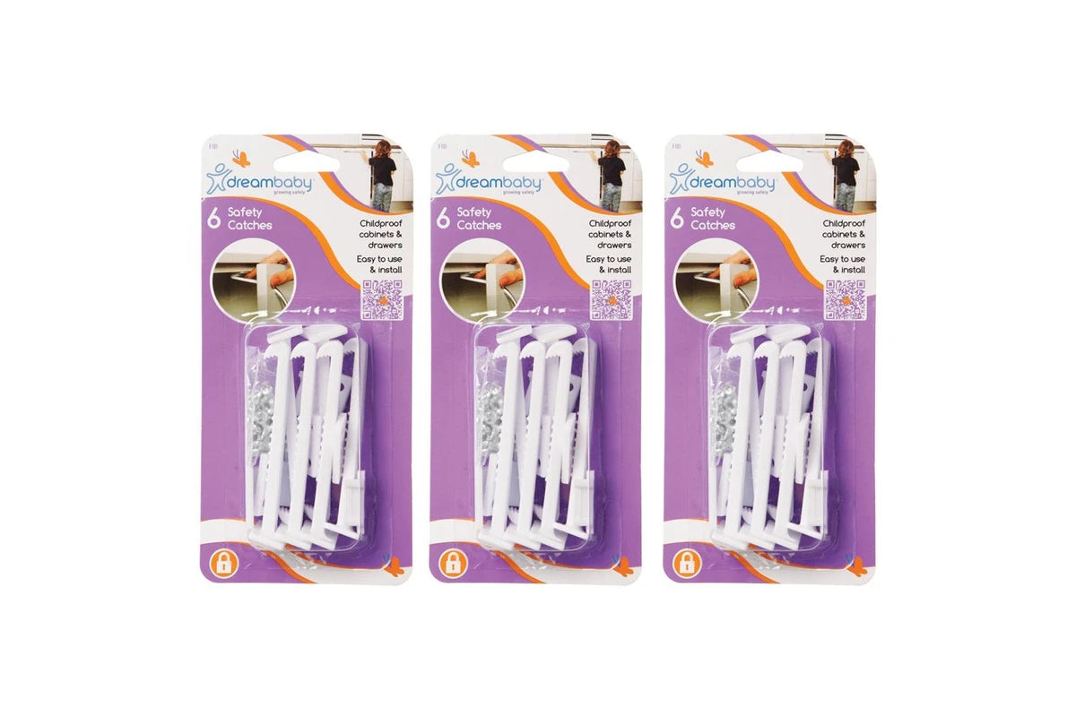 18x Dreambaby Self-Locking Cabinet/Drawer Baby/Children Safety Catches (White)