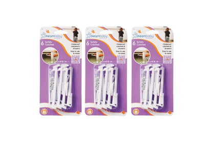 18x Dreambaby Self-Locking Cabinet/Drawer Baby/Children Safety Catches (White)
