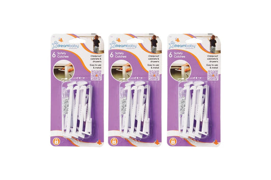 18x Dreambaby Self-Locking Cabinet/Drawer Baby/Children Safety Catches (White)