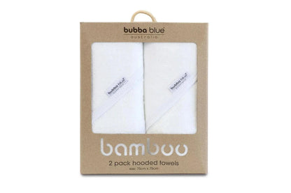2pc Bubba Blue Bamboo Cotton Hooded Baby/Newborn/Infant Bath Towels (White)