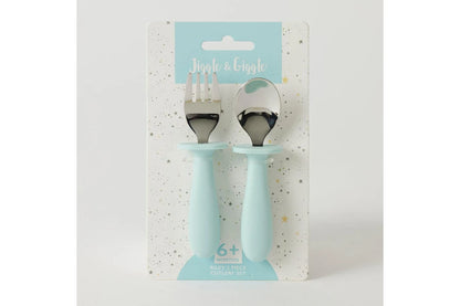 2pc Jiggle & Giggle Riley Cutlery Dishwasher-safe Toddler Dinnerware (Blue)