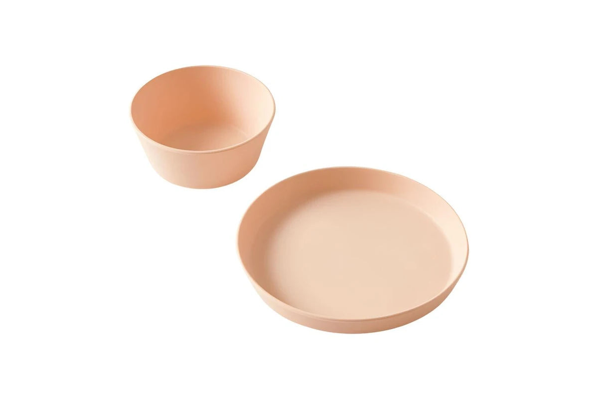2pc Jiggle & Giggle Riley Silicone Dining Baby/Toddler Dinnerware (Peach)