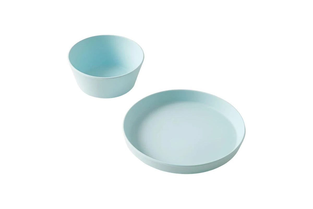 2pc Jiggle & Giggle Riley Silicone Dining Baby/Todler Dinnerware (Blue)