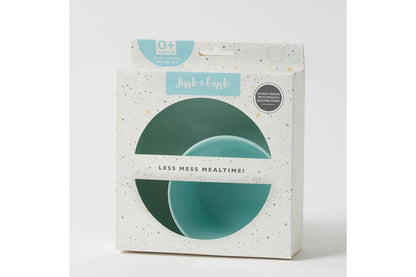 2pc Jiggle & Giggle Riley Silicone Dining Baby/Todler Dinnerware (Blue)