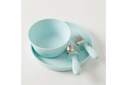 2pc Jiggle & Giggle Riley Silicone Dining Baby/Todler Dinnerware (Blue)