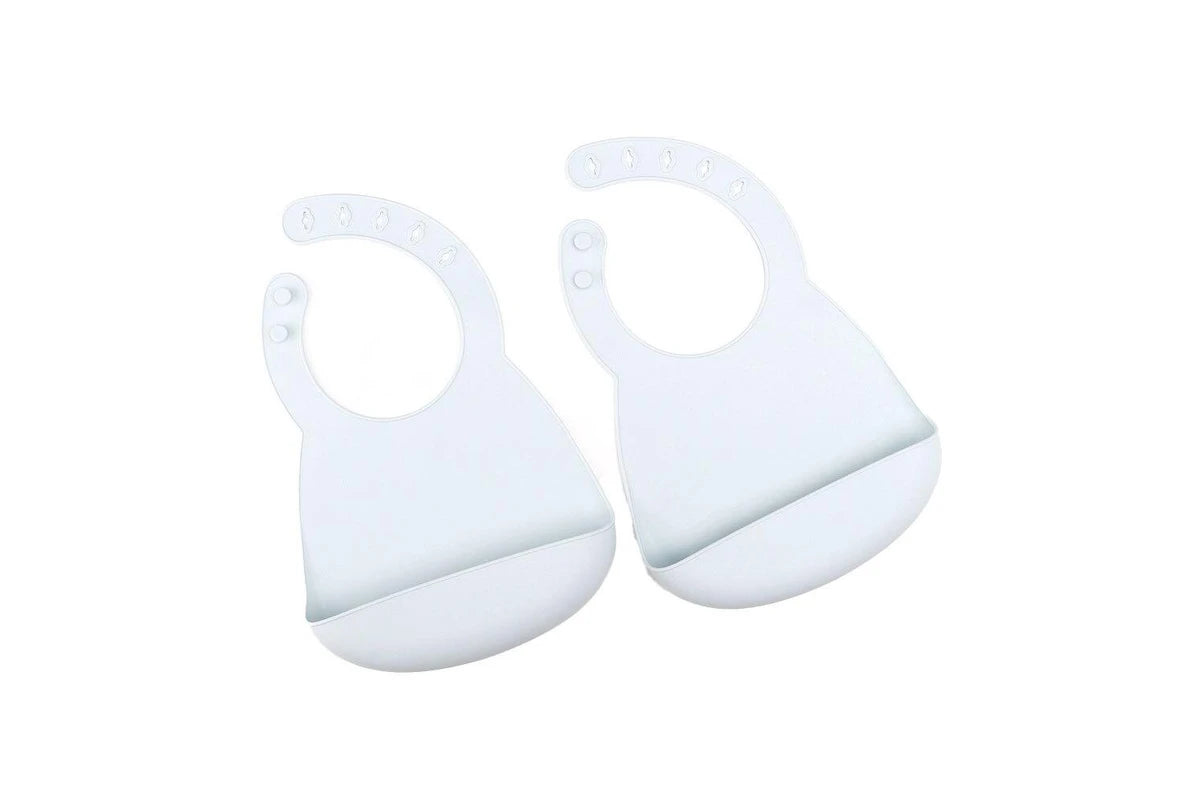 2pc My Pure Silicone Baby Toddler Feeding Bib Catcher Set (Baby Blue) 4M+