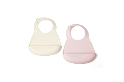 2pc My Pure Silicone Baby/Toddler Feeding Bib Set (Blush and Pannacotta) 4M+