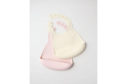 2pc My Pure Silicone Baby/Toddler Feeding Bib Set (Blush and Pannacotta) 4M+