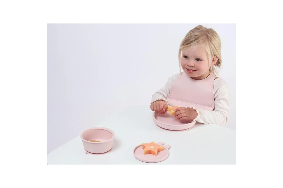 2pc My Pure Silicone Baby/Toddler Feeding Bibs Catcher Set (Blush) 4M+