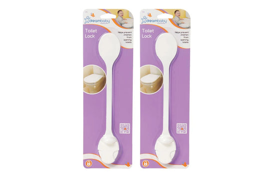 2x Dreambaby Bathroom Safety Baby/Toddler/Child Toilet Latch/Lock (White Adhesive)