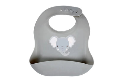 2x Splosh Baby Elephant Silicone Feeding Bib Adjustable Food Catcher 24cm (Grey) 0+