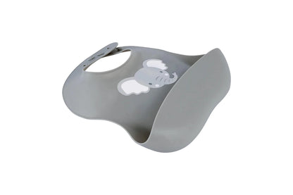 2x Splosh Baby Elephant Silicone Feeding Bib Adjustable Food Catcher 24cm (Grey) 0+
