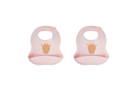 2x Splosh Baby Giraffe Feeding Bib Adjustable Food Catcher 23x24cm (Pink) 0+