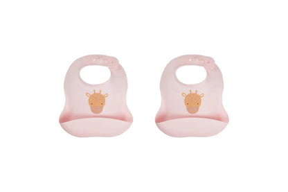 2x Splosh Baby Giraffe Feeding Bib Adjustable Food Catcher 23x24cm (Pink) 0+