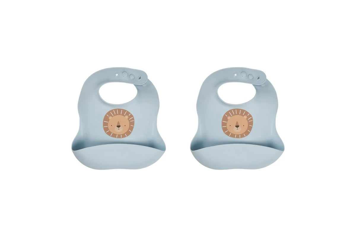 2x Splosh Baby Lion Silicone Feeding Bib Adjustable Food Catcher 24cm (Blue) 0+
