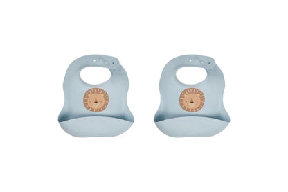 2x Splosh Baby Lion Silicone Feeding Bib Adjustable Food Catcher 24cm (Blue) 0+