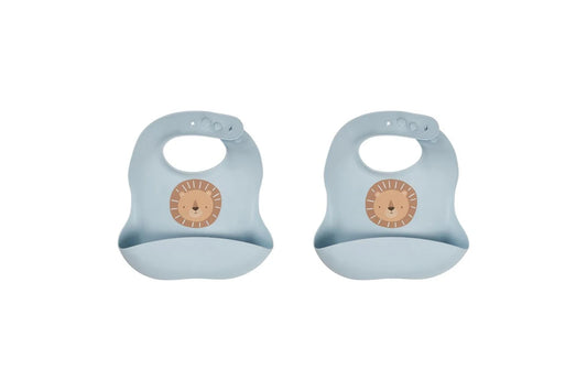 2x Splosh Baby Lion Silicone Feeding Bib Adjustable Food Catcher 24cm (Blue) 0+