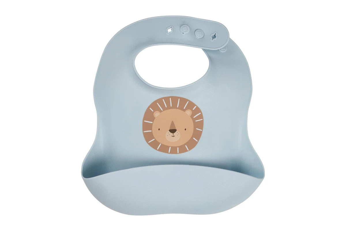 2x Splosh Baby Lion Silicone Feeding Bib Adjustable Food Catcher 24cm (Blue) 0+