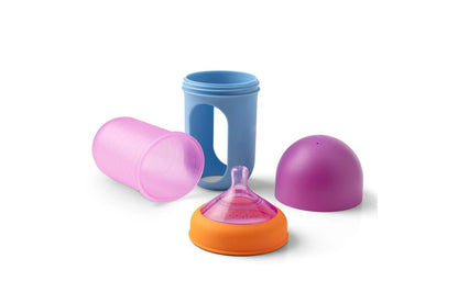 3PK Boon Nursh Collapsible Silicone Baby Bottle Colorblock 237ml 3 Months+