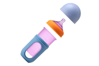 3PK Boon Nursh Collapsible Silicone Baby Bottle Colorblock 237ml 3 Months+