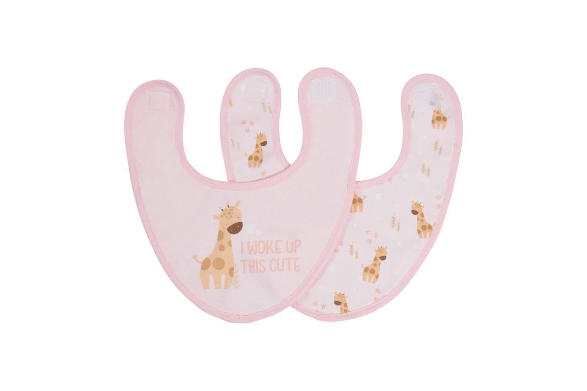 4pc Splosh Baby Infant Giraffe Cotton Feeding Bib Terry Absorbent 22x30cm (Pink)