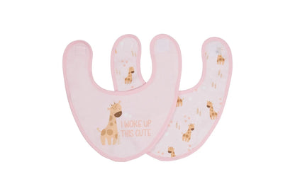 4pc Splosh Baby Infant Giraffe Cotton Feeding Bib Terry Absorbent 22x30cm (Pink)