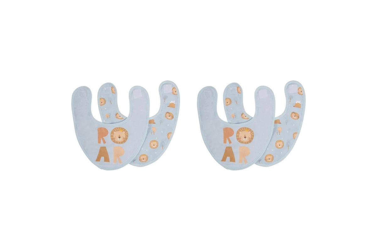 4pc Splosh Baby Infant Lion Cotton Feeding Bib Terry Absorbent 22x30cm (Blue)