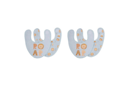 4pc Splosh Baby Infant Lion Cotton Feeding Bib Terry Absorbent 22x30cm (Blue)