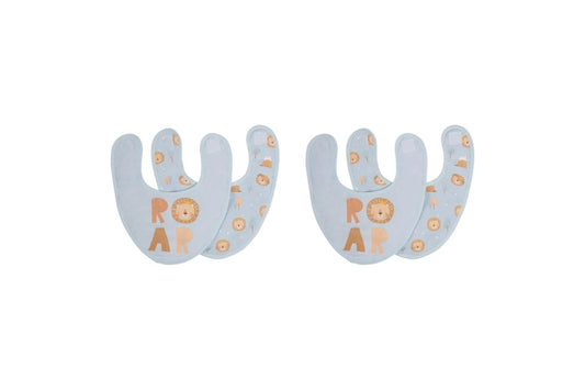 4pc Splosh Baby Infant Lion Cotton Feeding Bib Terry Absorbent 22x30cm (Blue)