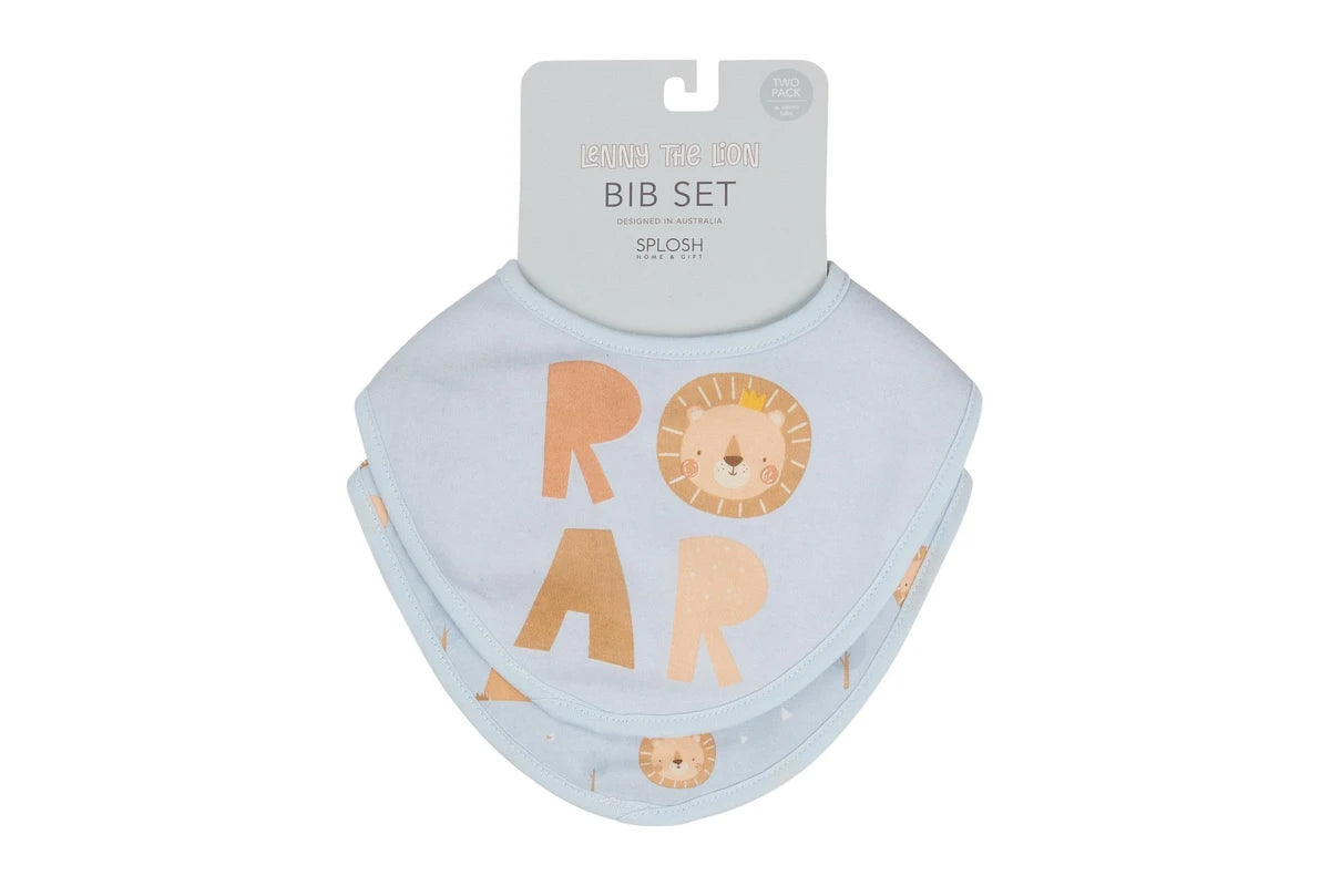 4pc Splosh Baby Infant Lion Cotton Feeding Bib Terry Absorbent 22x30cm (Blue)