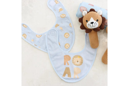 4pc Splosh Baby Infant Lion Cotton Feeding Bib Terry Absorbent 22x30cm (Blue)