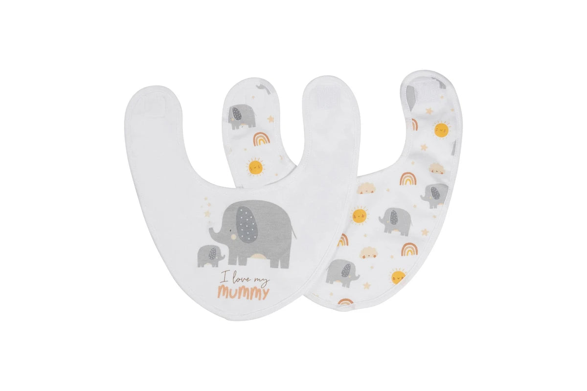 4pc Splosh Baby Infant Elephant Cotton Feeding Bib Terry Absorbent 22x30cm (Grey)