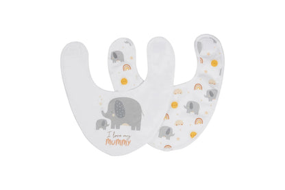 4pc Splosh Baby Infant Elephant Cotton Feeding Bib Terry Absorbent 22x30cm (Grey)