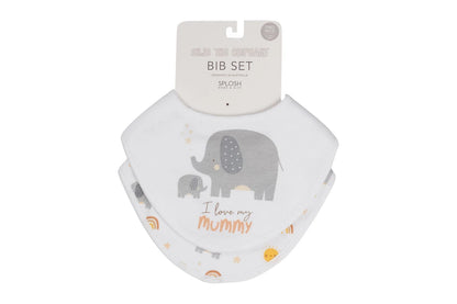 4pc Splosh Baby Infant Elephant Cotton Feeding Bib Terry Absorbent 22x30cm (Grey)