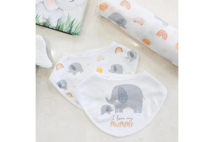 4pc Splosh Baby Infant Elephant Cotton Feeding Bib Terry Absorbent 22x30cm (Grey)