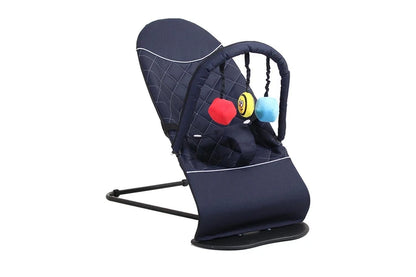Vee Bee Baby Bouncer With Removable Toy Bar Navy Cushioned Seat 3-Point Harness