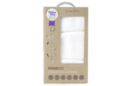 6pc Bubba Blue 25cm Square Bamboo Face Washer Set Soft Baby Towel Cloth (White)