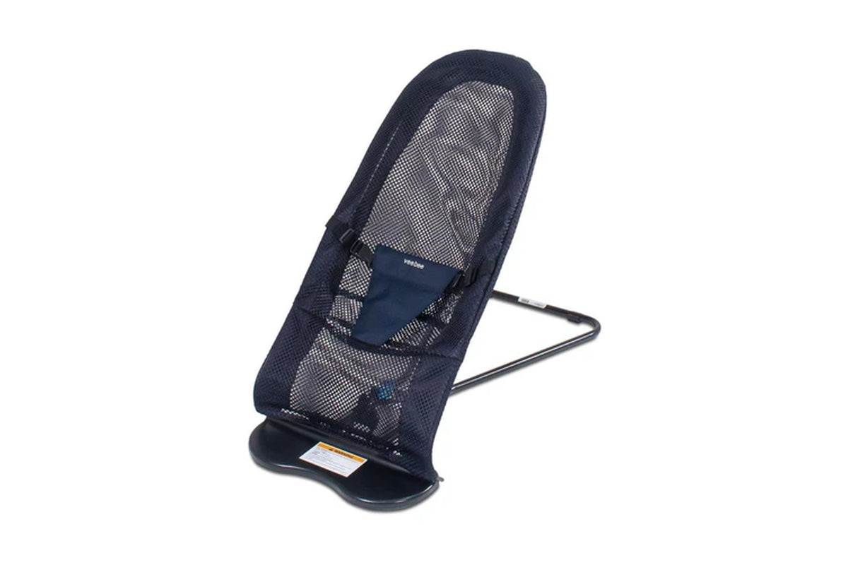 Vee Bee Baby Minder Bouncer Cushioned Seat Navy Mesh 3-Point Harness Recline