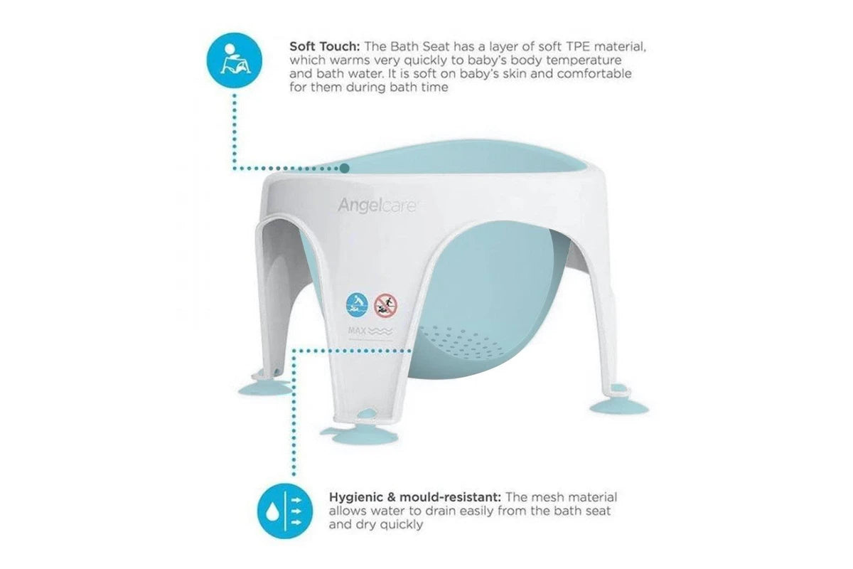 Angelcare Baby Infant Newborn Bathing Safety Support Ring Seat Chair (Light Aqua)