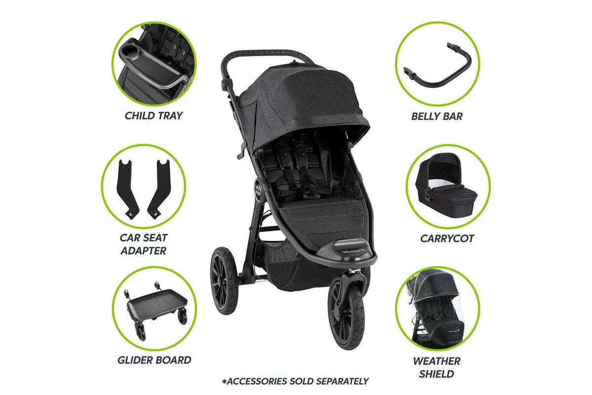 Baby Jogger City Elite 2 Opulent Black All Terrain Folding Travel Stroller