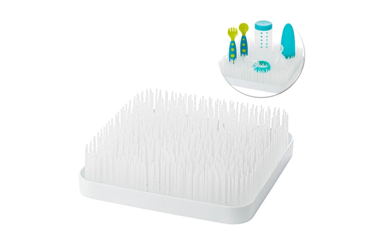 Boon Grass Countertop Drying Rack Holder Dryer for Baby Bottle Utensils (White)