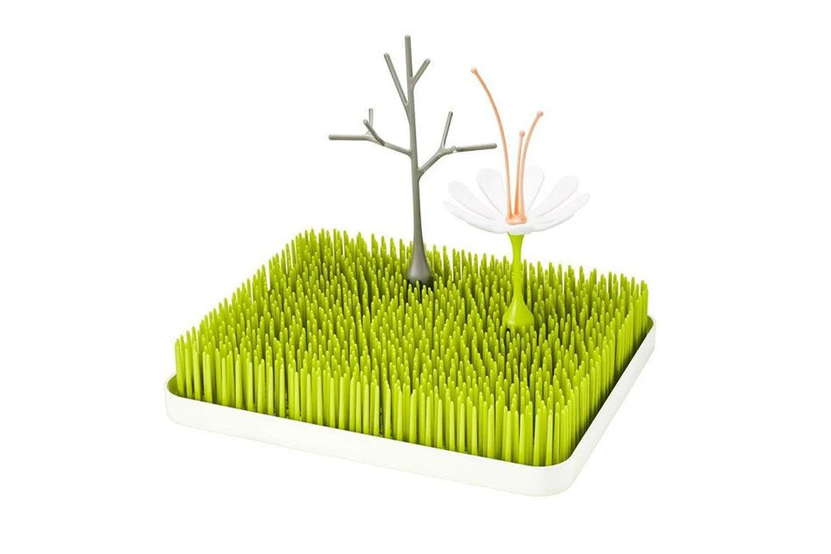 Boon Lawn Drying Rack Holder Dryer w Twig & Stem for Baby Bottle Green White