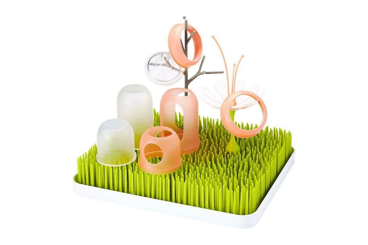 Boon Lawn Drying Rack Holder Dryer w Twig & Stem for Baby Bottle Green White