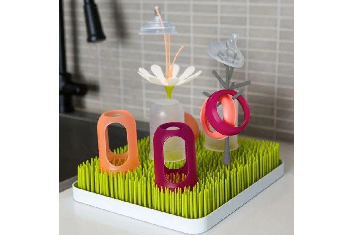 Boon Lawn Drying Rack Holder Dryer w Twig & Stem for Baby Bottle Green White