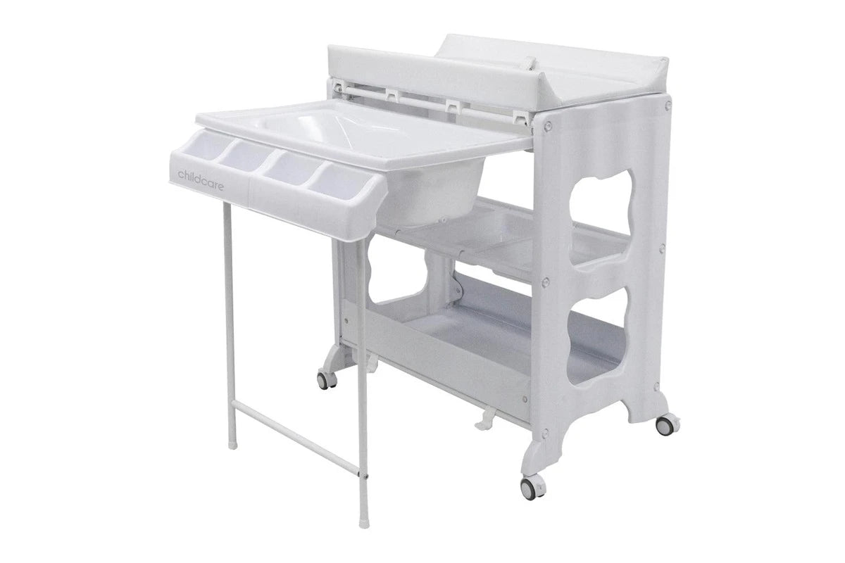 Childcare Montana With Sturdy Steel Frame And Easy Slide-out Bath Feature (White)