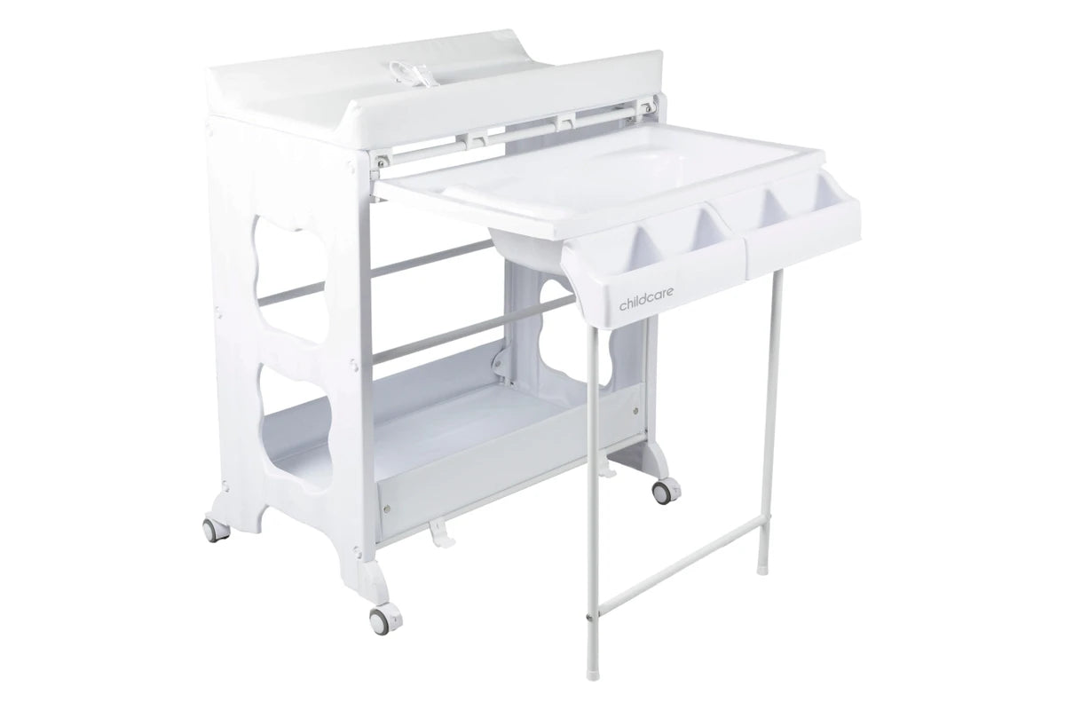 Childcare Montana With Sturdy Steel Frame And Easy Slide-out Bath Feature (White)